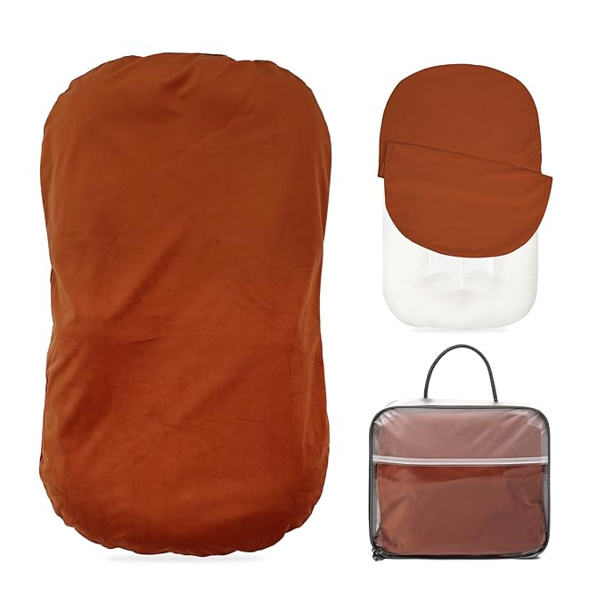 Baby Lounger - Snuggle Cozy Me Infant Lounger for Newborns | Flannel Cover, Breathable Soft, Portable Awake-Time Pad, Essential Baby Gift - Orange-CubbioJoy