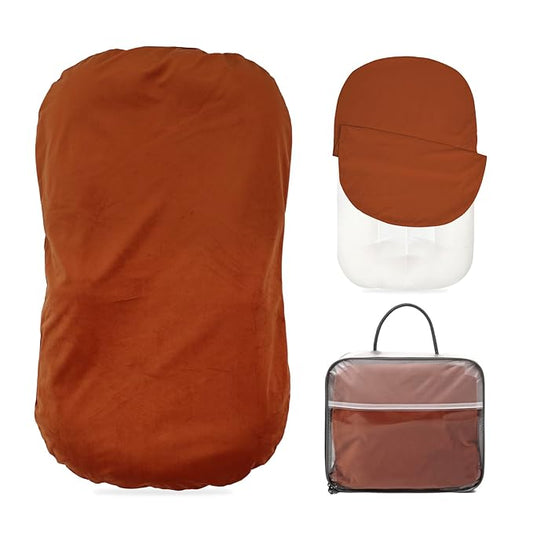 Baby Lounger - Snuggle Cozy Me Infant Lounger for Newborns | Flannel Cover, Breathable Soft, Portable Awake-Time Pad, Essential Baby Gift - Orange-CubbioJoy