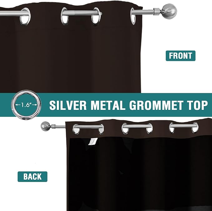 ChrisDowa 100% Blackout Curtains 120 inch Long for Bedroom with Black Liner, 2 Thick Layers Total Blackout Thermal Insulated Grommet Long Window Curtains 2 Panels Set (Brown, 52 x 120 Inch)-CubbioJoy