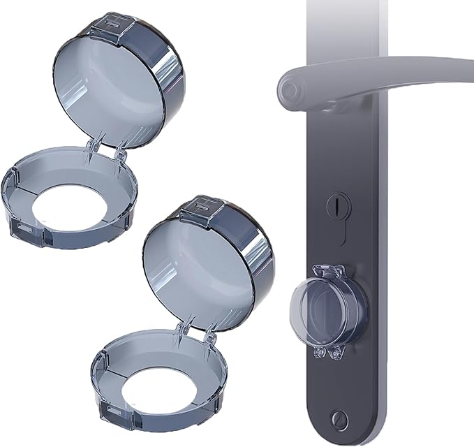 2 Pack Deadbolt Child Safety Lock Cover, Child Proof Door Knob Cover, Large Size Door Safety Deadbolt Lock for Kids, 2.76 * 2.14"-CubbioJoy