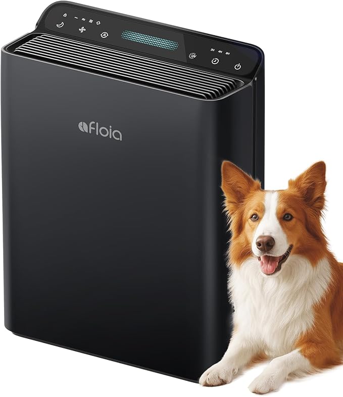 Afloia Air Purifier for Home Large Room Bedroom Up to 2000Ft² with PM2.5 Air Quality Monitor Smart Auto Mode, Washable Pre Filter Cleaner for Pet, Black-CubbioJoy