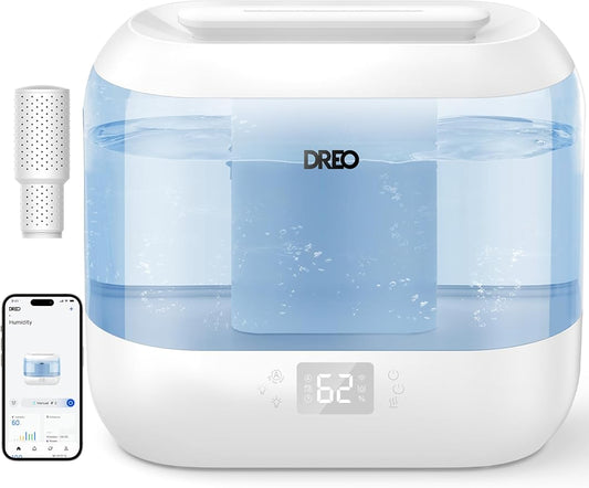 Dreo Humidifiers for Bedroom, Top Fill 4L Smart Cool Mist Humidifier with Oil Diffuser, Cartridge, Nightlight, 36H Runtime, Quiet Ultrasonic Humidifiers for Home, Baby Nursery, Plants, Office, HM311S-CubbioJoy