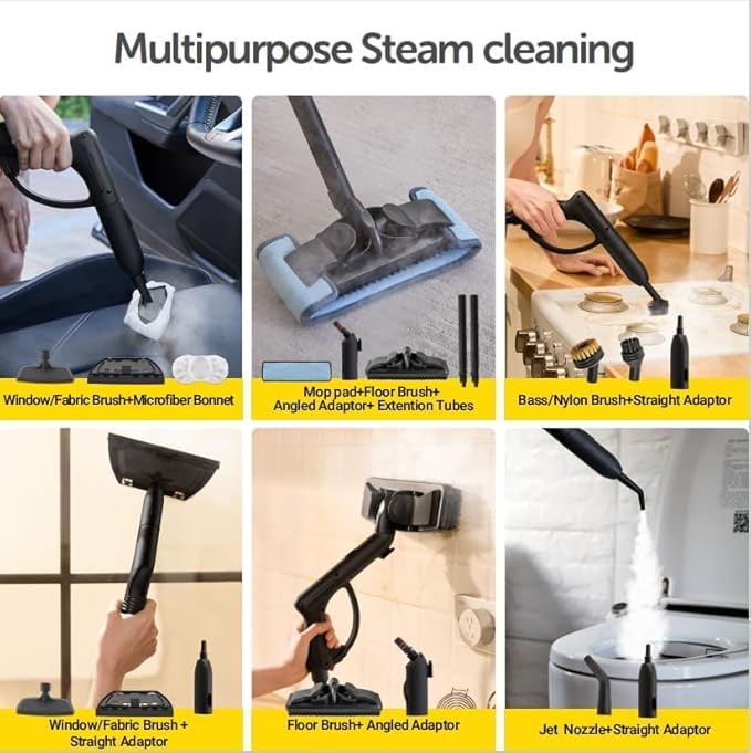 37-in-1 Steam Cleaner mop for Home & Car, 2L Water Tank, 4.3ft Hose, Deep Steam Cleaning for Floors, Tiles, Grout, Windows, Kitchen, Living Room – Multi-Surface Steamer-CubbioJoy