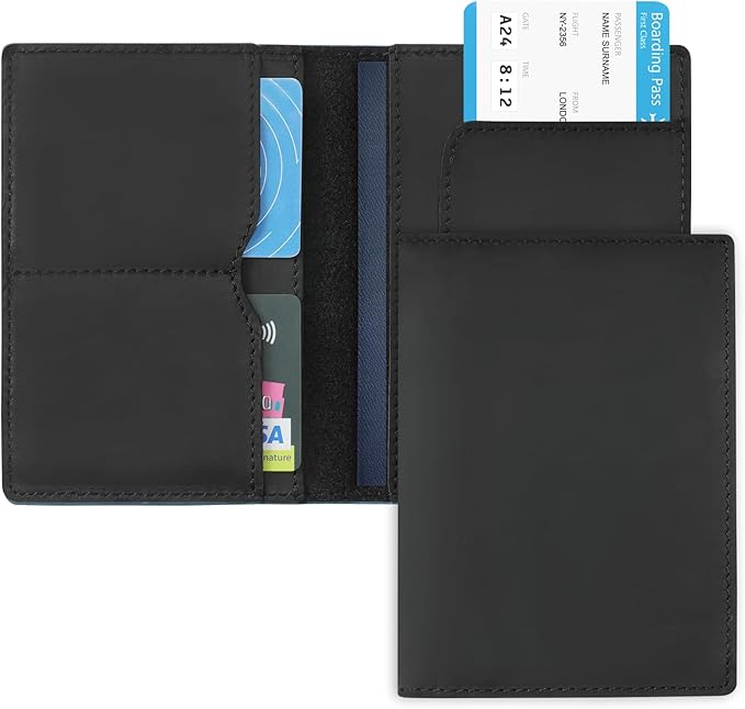 Jack&Chris Leather Passport Holder, Handmade Passport cover, Travel Wallet Cover Case for Men and Women, Leather Travel Documents Organizer Protector, JC107-CubbioJoy