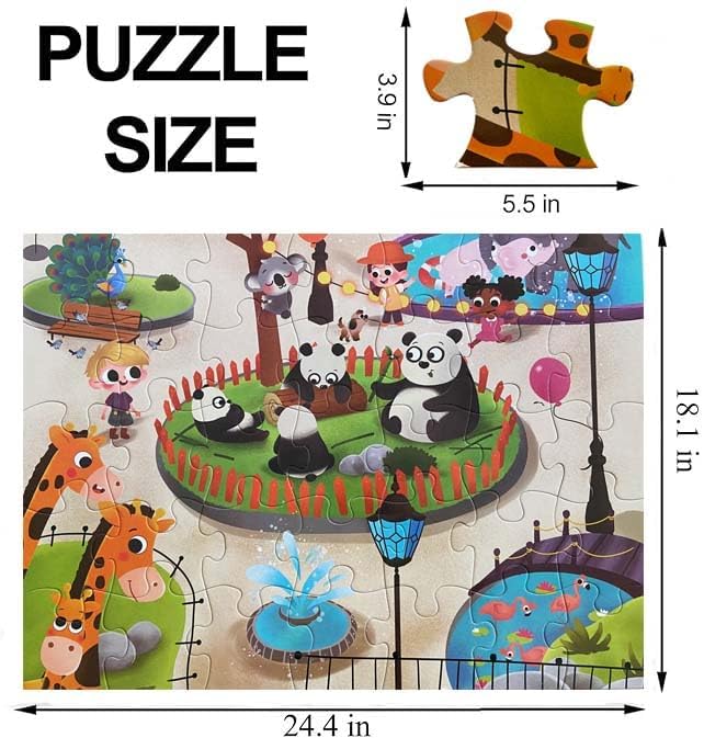 Jumbo Floor Puzzle for Kids, Large Jigsaw Puzzles 35 Piece for Kids Ages 3-5,Preschool Learning & Education Toys, Gifts for 4-8 Year Old Boys and Girls (Panda Animals)-CubbioJoy