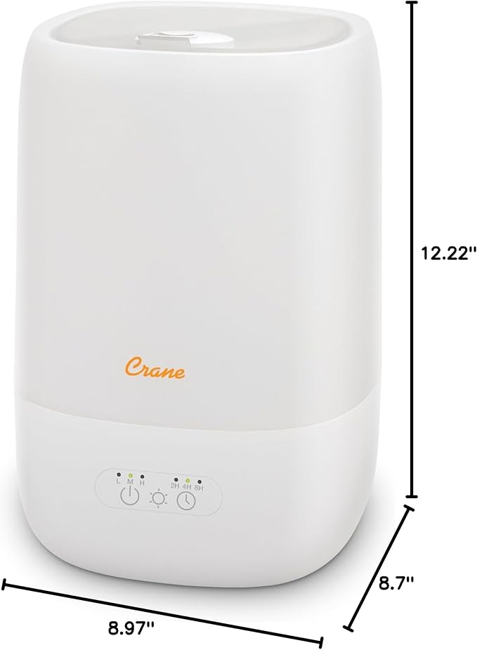 Crane Ultra-Quiet 3-in-1 Humidifier for Baby with Essential Oil Tray, 7-Color Sleep Light, 1 Gallon Top-Fill Tank, Ideal for Bedroom-CubbioJoy