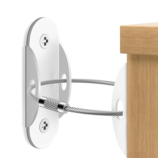 Anti Tip Furniture Anchors (6 Packs) Furniture Anchors for Baby Proofing, Earthquake Straps for Furniture Dresser Wall Safety Anchor Furniture Safety Straps Wall Straps, White-CubbioJoy