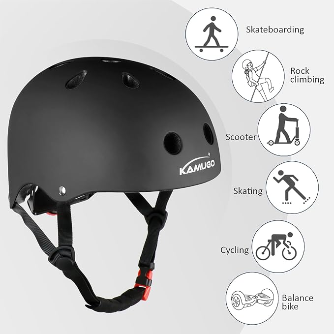 KAMUGO Kids Adjustable Helmet, with Sports Protective Gear Set Knee Elbow Wrist Pads for Toddler Age 2-8 Boys Girls, Bike Skateboard Hoverboard Scooter Rollerblading Helmet Set-CubbioJoy