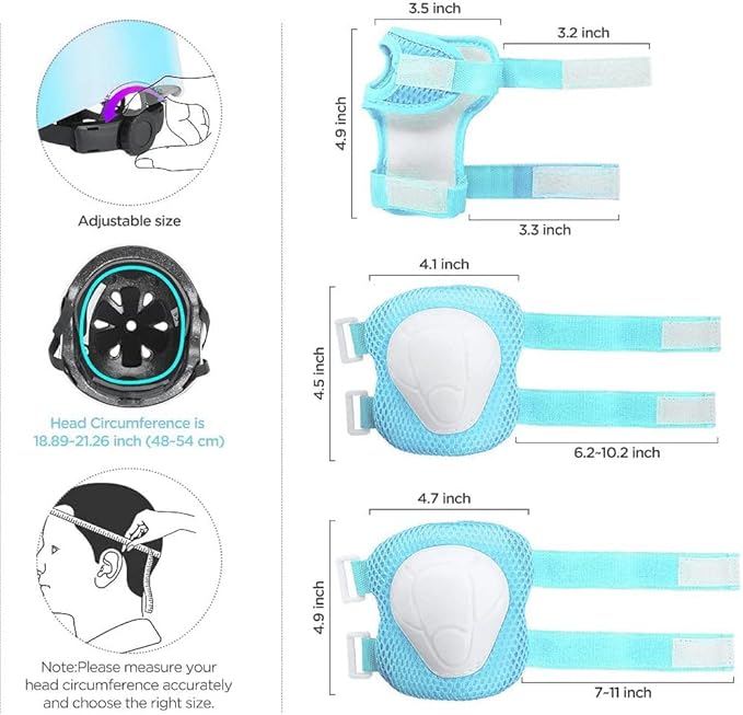 Adjustable Kids Helmet with Knee Pad, Elbow Pads & Wrist Guards - Toddler Bike Helmets for Ages 3-5, 5-8, 8-14 Years - Perfect for Skating, Biking, Cycling, and Skateboard - for Boys and Girls-CubbioJoy