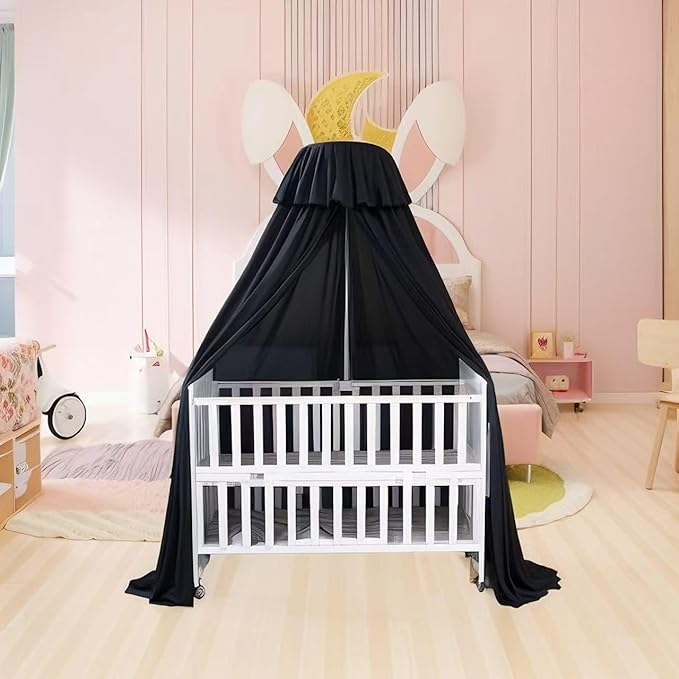 Blackout Crib Canopy Black Crib Tent to Keep Baby in Crib Cover Canopy Bed Curtains for Indoor and Outdoor (Sticker Holder not Included)-CubbioJoy