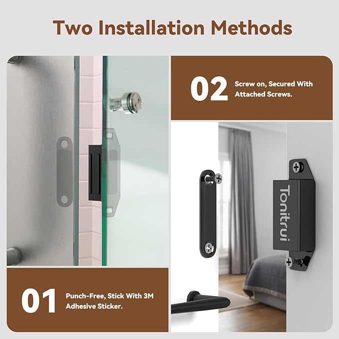 Cabinet Door Magnet, Flat Bottom Cabinet Magnetic Catch with Adhesive, Easy to Install,Only Takes 1 Minute,35lb Magnetic Cabinet Door Drawer Latch(Black, 6Pack)-CubbioJoy