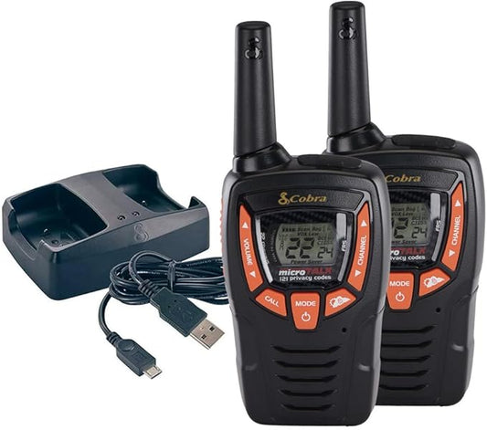 Cobra ACXT390 Walkie Talkies - Rechargeable, Lightweight, 22 Channels, 25-Mile Range Two-Way Radios with VOX (2-Pack)-CubbioJoy