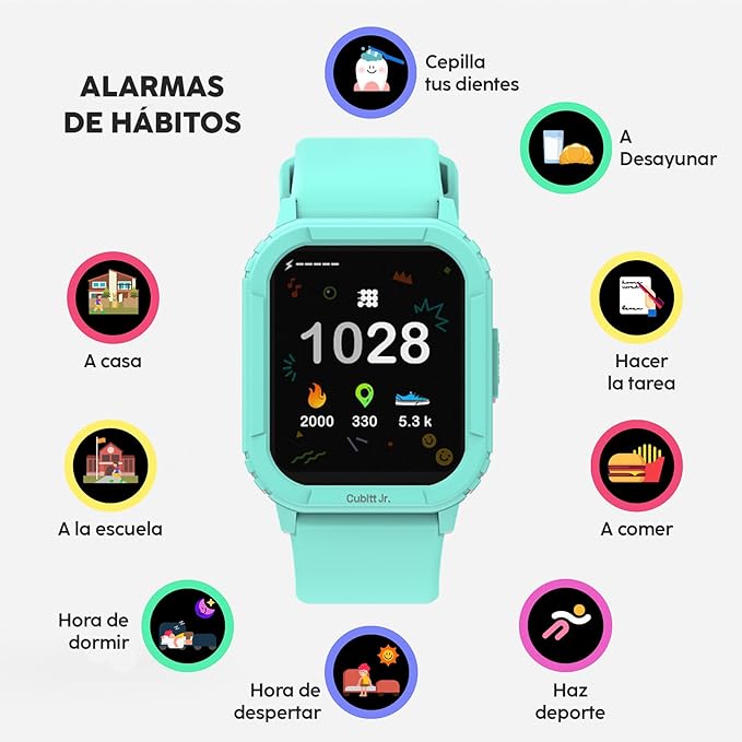 Cubitt Jr Smart Watch Fitness Tracker for Kids and Teens, with Games, Step Counter, Sleep Monitor, Heart Rate Monitor, Activity Tracker, Good Habits Alarms, 1.52" Touch Screen, IP68 Waterproof-CubbioJoy