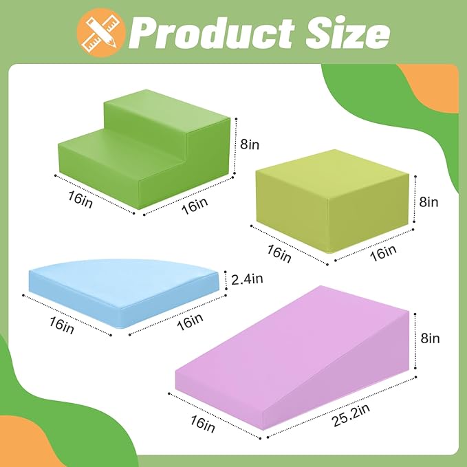 6-Piece Foam Climbing Blocks for Toddlers: Baby Foam Climbing Gym PU Leather Colorful Indoor Toy Building Blocks-CubbioJoy