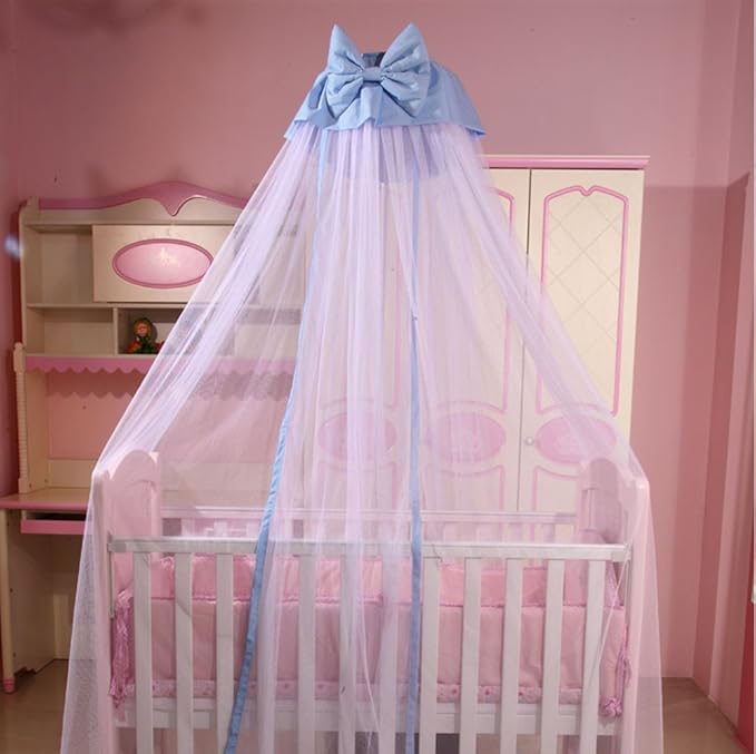 CdyBox Breathable Crib Netting Bed Curtains Canopy for Kids Mosquito Net Bedroom Decor (Blue, Mosquito net)-CubbioJoy