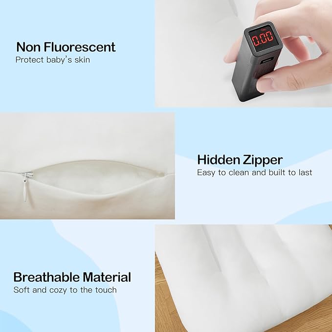 Baby Lounger for Newborn, Bionic Design Baby Lounger, Soft Organic Cotton Breathable Lounger for Infants 0-18 Months (White)-CubbioJoy