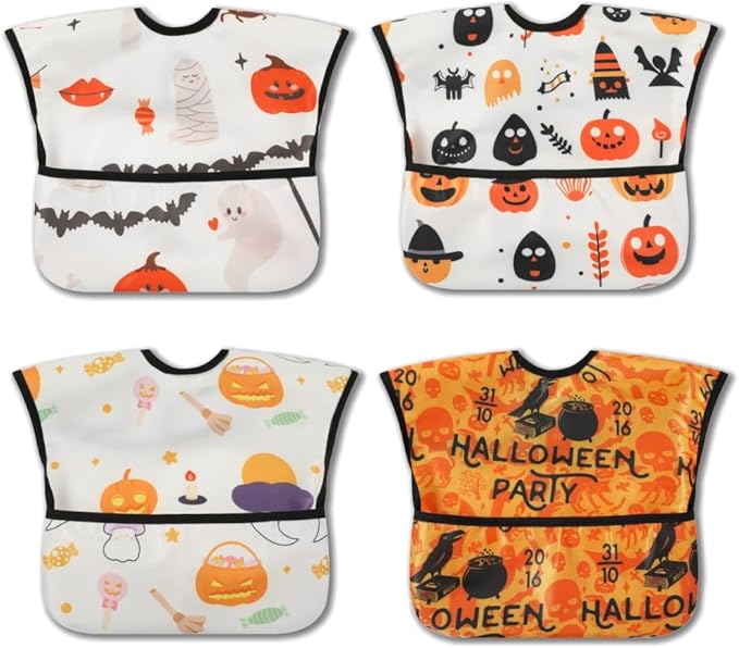 Baby bibs Waterproof Toddler bib - Feeding bib with Pocket for Infant Boy Girl Washable 6-36M-CubbioJoy