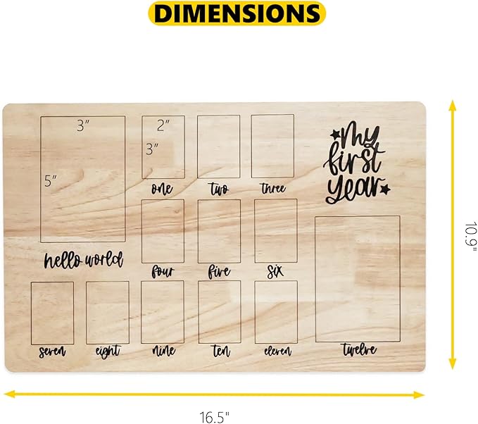 CHONIC My First Year Photo Board, 1st Birthday Gifts for Boy or Girls, 12 Month Pictures Frame for Baby First Year, One Year Birthday Decorations Milestone Sign, Wooden Baby Keepsake Gifts-CubbioJoy