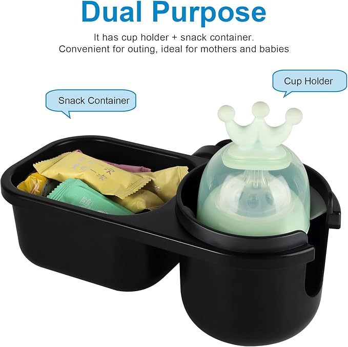 Accmor Stroller Cup Holder with Tray, Universal Cup Holder, Bike Bottle Holder, 360° Rotatable Large Caliber Drinks Holder for Stroller, Bike, Wheelchair, Walker-CubbioJoy