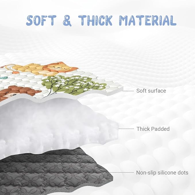 Baby Play Mat 50" X 50" Playpen Mat Waterproof Baby Floor Mat Non-Slip Cushioned Baby Crawling Mat, Activity Playmats for Babies, Toddlers, Infants, Play & Tummy Time (50x50, Fox)-CubbioJoy