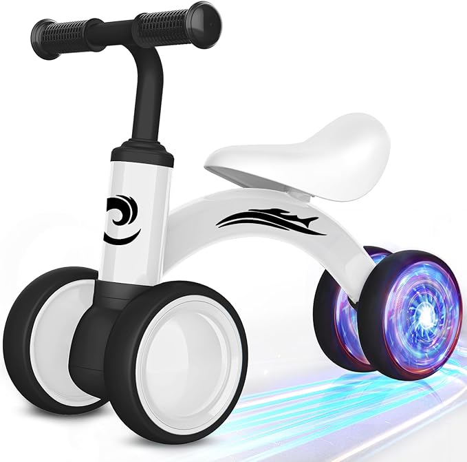 Colorful Lighting Baby Balance Bike Toys for 1 Year Old Boy Girl Gifts, 10-36 Month Toddler Balance Bike, No Pedal 4 Silence Wheels & Soft Seat First Riding on Toys, 1st Birthday Gifts-CubbioJoy