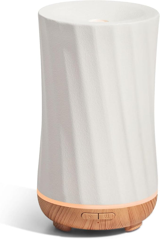 InnoGear 150ml Ceramic Oil Diffuser, Handcrafted Stone Essential Oil Diffuser Aromatherapy Diffusers Ultrasonic Cool Mist Humidifier Vaporizor with 2 Mist Modes Waterless Auto Off for Room Office Home-CubbioJoy