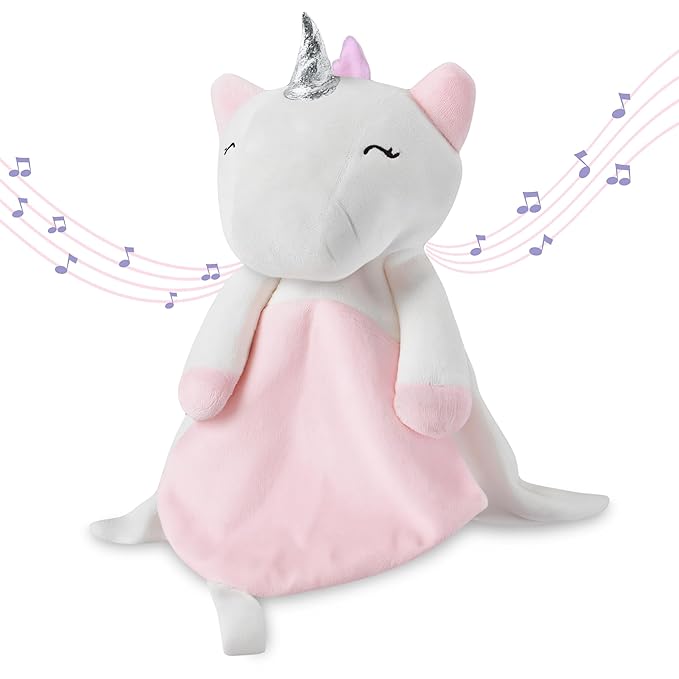 4-in-1 Sound Machine, Baby Lovey, Blanket - White Noise & Lullaby Plush Unicorn Calms & Reduces Wakeups, Helps Toddler Sleep Longer - Proven Sleep Aid -Musical BPA-Free, Machine Washable Newborn Gift-CubbioJoy