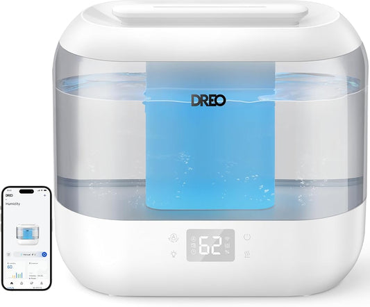 Dreo Smart Humidifiers for Bedroom, Top Fill 4L Cool Mist Humidifier with Nightlight, 36H Runtime, Touch/APP/Voice Control, Quiet Ultrasonic Humidifiers for Large Room, Home, Baby, Plants, Office-CubbioJoy