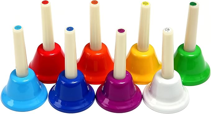 8 Note Hand bells, Colorful Handbells Musical Instrument for Kids Adults School Church Wedding-CubbioJoy