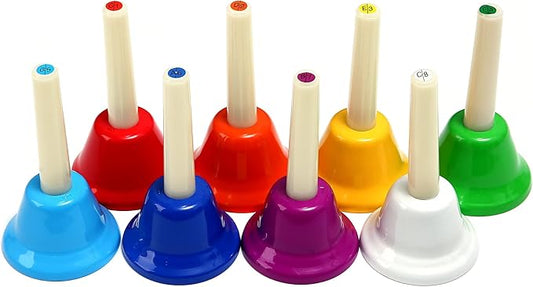 8 Note Hand bells, Colorful Handbells Musical Instrument for Kids Adults School Church Wedding-CubbioJoy