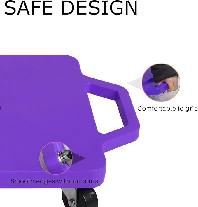 2 Plastic Scooter Boards with Handles for Kids Sitting and Sports Training, with 1 Ring, 2 Ropes and 4 Beanbags, Indoor and Outdoor Play-CubbioJoy