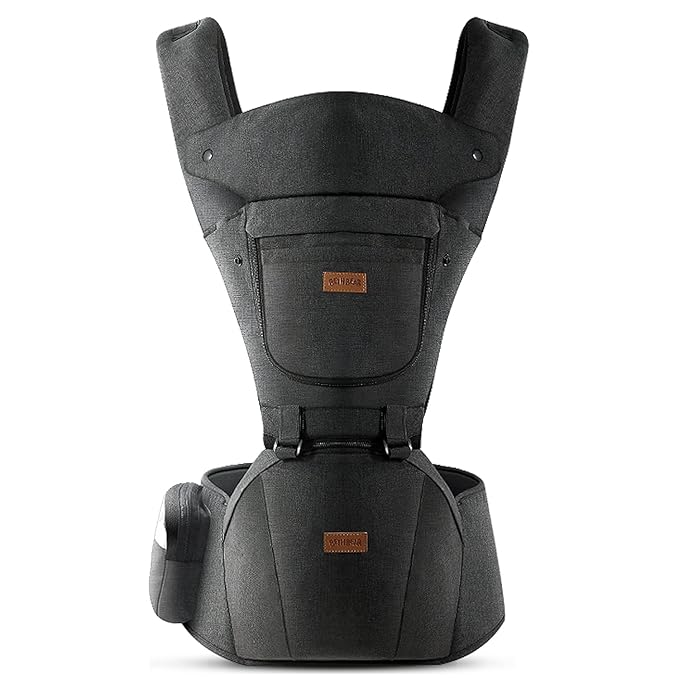 Baby Carrier with Hip Seat, Baby Carrier Newborn to Toddler, 6-in-1 Ways to Carry, All Seasons, Adjustable Baby Holder Carrier for Breastfeeding(Black)-CubbioJoy