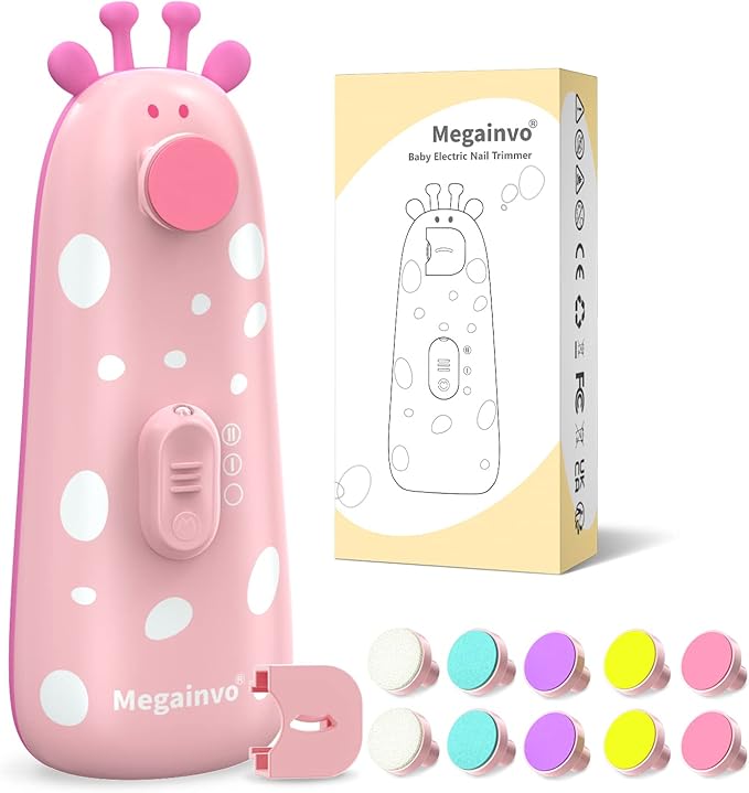 Baby Nail Trimmer Electric Baby Nail File Safe Baby Nail Clippers with Light 10 Grinding Heads Queit Baby Nail Polish Grooming Kit for Newborn Infant Toddler Toes Fingernails Care, Pink-CubbioJoy