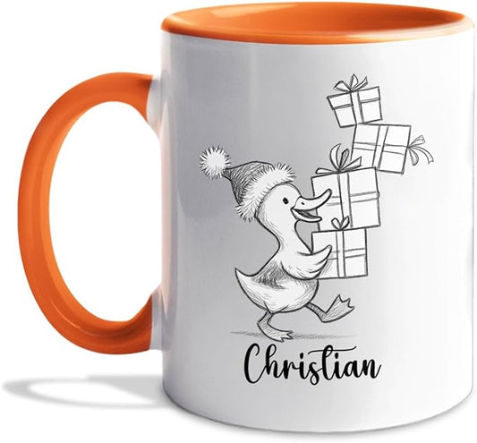 Duck Lover White Ceramic Mug Gift For Girlfriend/Boyfriend/Besties/Sibling, Personalized Duck Accent Coffee Cup, Customized Ducks Coffee Mug With Name, Cute Animal Lover White Travel Mug 11 15 Oz-CubbioJoy