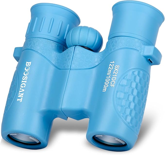 Binoculars for Kids 8x21, Gift for 3-12 Years Boys & Girls, Compact Kids Binoculars High-Resolution Shockproof Mini Binoculars for Bird Watching, Hiking, Camping, Travel Blue 301-CubbioJoy