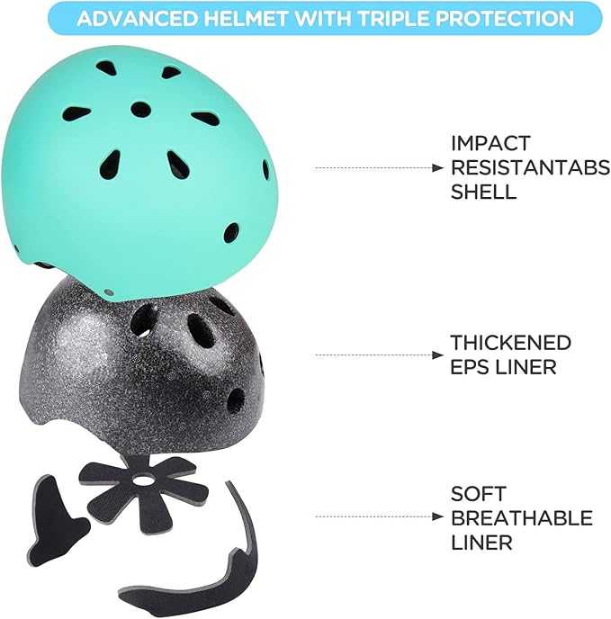 Adjustable Kids Helmet with Knee Pad, Elbow Pads & Wrist Guards - Toddler Bike Helmets for Ages 3-5, 5-8, 8-14 Years - Perfect for Skating, Biking, Cycling, and Skateboard - for Boys and Girls-CubbioJoy