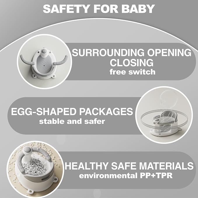 Baby Bath Seat for Babies 6 Months & up, Non-Slip Toddler Bath Seat for Baby & Newborn, Sit Up Bath Seat for Baby,Grey-CubbioJoy