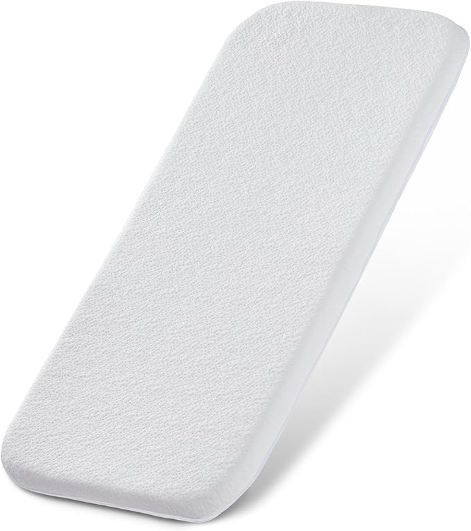ANGELBLISS Bassinet Mattress Topper, Gel Memory Foam Mattress with Removable Cover Fit for Cradle and Moses Basket (32" x 16"), Waterproof Breathable Soft Bassinet Mattress-CubbioJoy