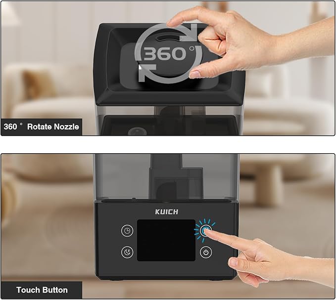 Air Humidifiers for Bedroom and Baby, Home & Plants - KUICH 2.4L Cool Mist Humidifiers for Nursery, 26db Quiet Top Fill Air Humidifier Lasts Up to 30 Hours, Auto Shut-Off, Easy to Fill and Clean,Black-CubbioJoy