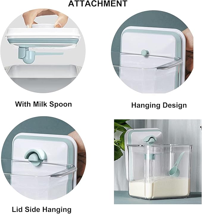 Airtight Food Storage Container Formula Dispenser with Spoon BPA-Free Milk Powder Container for Home Travel 2000ML / 2.0 Qt, No Scraper Design-CubbioJoy