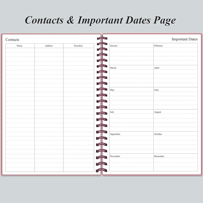 Daily Planner Undated - B5 To Do List Notebook Hourly Schedules, Spiral Appointment Planner for Women and Men, PVC Hardcover, Inner Pocket, Elastic Closure, 7" x 10", Pink-CubbioJoy