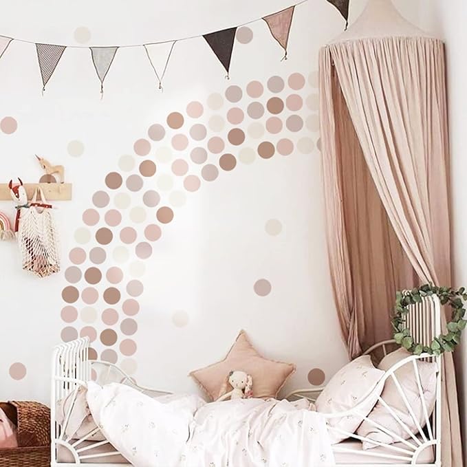 Boho Polka Dot Wall Decals Pink Dots Wall Sticker for Kids Baby Girls Living Room Bedroom Playroom (12 Sheets)-CubbioJoy