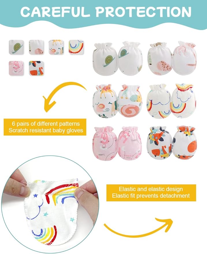 Cute Baby Mittens Newborn, No Scratch Baby Boy Mittens, Baby Girl Hat Gloves for Toddlers, Infant, Newborn-CubbioJoy
