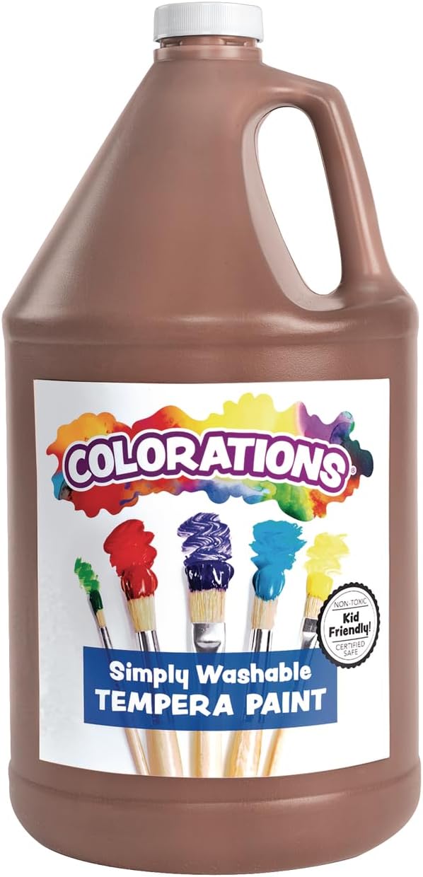 Colorations Paraben-Free Washable Tempera Paint for Kids - 1 Gallon Value Size. Vibrant Brown, Non-Toxic and Made in The USA-CubbioJoy