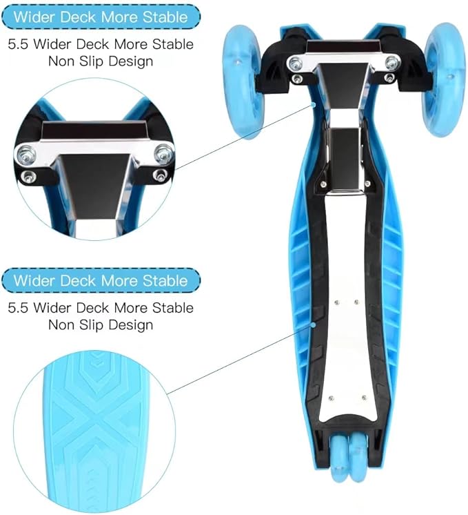 3 Wheel Scooter for Kids Ages 6-12,Kids Scooter with Light Up Wheels, Sturdy Deck Design, and 4 Height Adjustable Suitable for Kid Ages 3-12-CubbioJoy