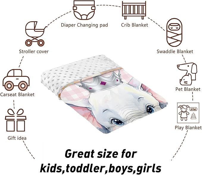 Custom Name Crib Bedding Set - Elephant Theme, Personalized Pink Checkered Nursery Bedding 3-Piece Set– Soft Blanket, Fitted Sheet, Changing Pad Cover – for Newborns Girls Nursery Gifts-CubbioJoy