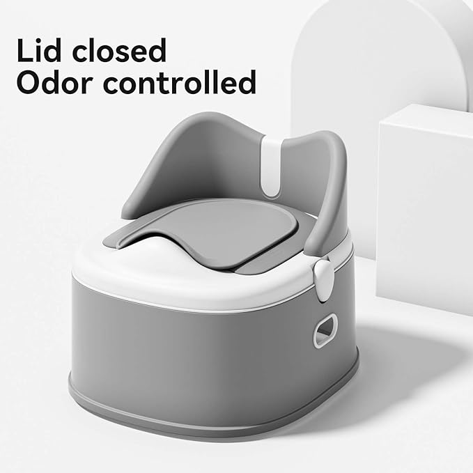 3 in 1 Toddler Potty Training Toilet Seat with Steps Ladder, Foldable Potty Train Chair Adapter for Toddlers Kids Boys Girls, Gray-CubbioJoy