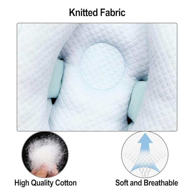 Baby 2 in 1 Travel Cushion, Banana Shape Baby Neck Head Support Travel Pillow Stroller Insert Cushion for Kids, Toddler, Blue-CubbioJoy