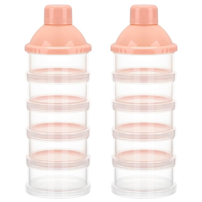Accmor Formula Dispenser On The Go, 5 Compartments Stackable Formula Container for Travel, Baby Milk Powder Kids Snack Container, BPA Free-CubbioJoy