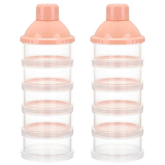 Accmor Formula Dispenser On The Go, 5 Compartments Stackable Formula Container for Travel, Baby Milk Powder Kids Snack Container, BPA Free-CubbioJoy